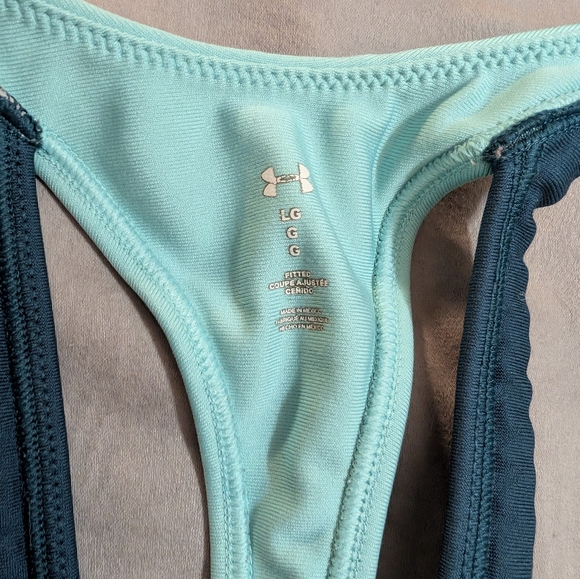 Under Armour Teal Heat Gear Cutout T Low Impact Sports Bra Size L - Picture 2 of 7
